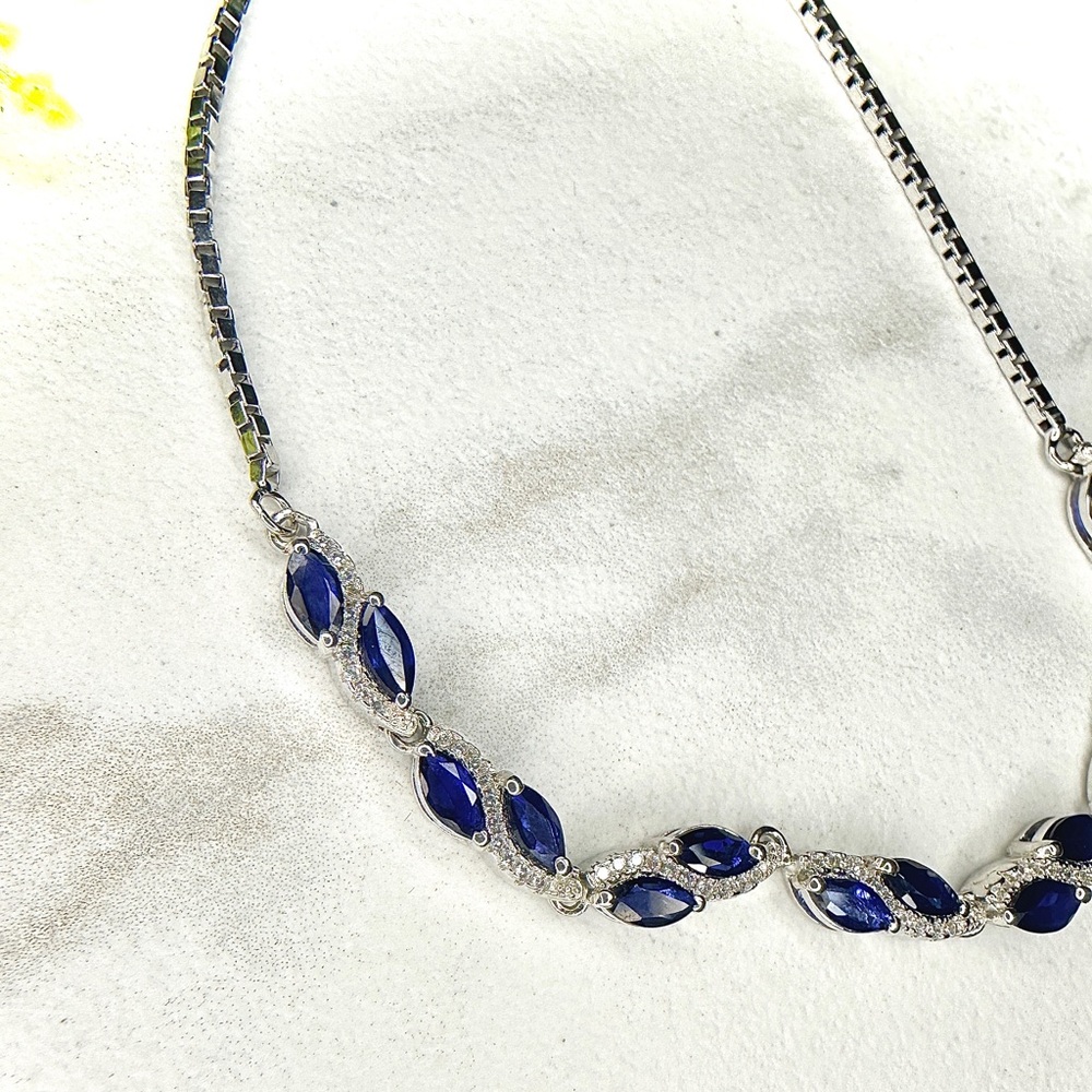 925 sterling silver and Natural Sapphire Bracelet - Picture 7 of 16